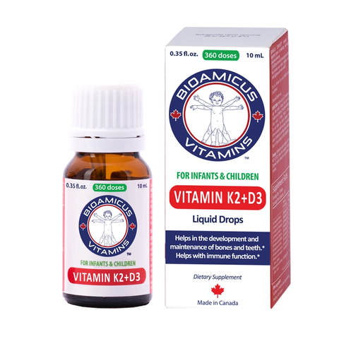 Giọt Vitamin D3K2-MK7 BioAmicus cho bé 10ml - Hỗ trợ phát triển chiều cao, hấp thu canxi tối đa, ngăn còi xương - Sản phẩm từ Canada