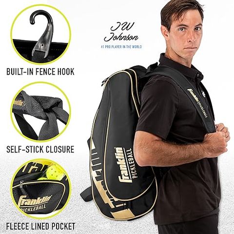 Balo Pickleball Franklin Sports Pro Series Đen/Vàng - Balo Thể Thao 4 Ngăn Đựng Vợt và Phụ Kiện Chất Liệu Cao Cấp