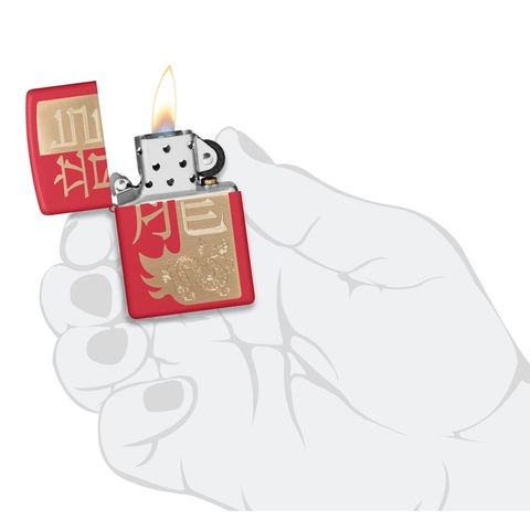 Bật Lửa Zippo Year of the Dragon 2024 Matte Đỏ 48769 - Quà Tặng Sành Điệu cho Fan Văn Hóa Châu Á