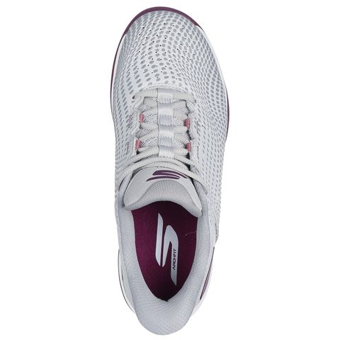 Giày Pickleball Skechers Women's Viper Court Reload - Giày Tennis Nữ Xám Tím Thoáng Khí, Chống Trơn Trượt và Thoải Mái