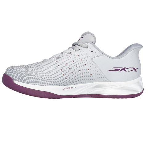 Giày Pickleball Skechers Women's Viper Court Reload - Giày Tennis Nữ Xám Tím Thoáng Khí, Chống Trơn Trượt và Thoải Mái