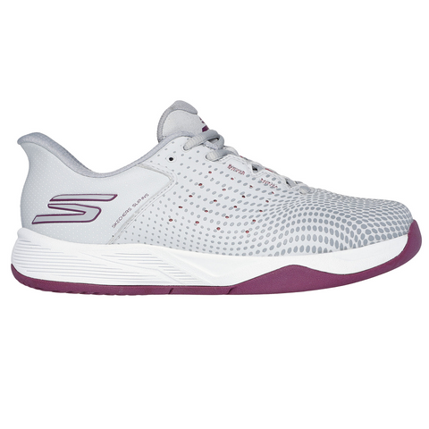 Giày Pickleball Skechers Women's Viper Court Reload - Giày Tennis Nữ Xám Tím Thoáng Khí, Chống Trơn Trượt và Thoải Mái