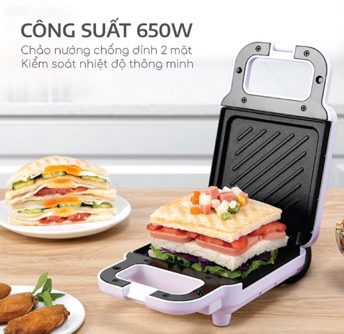 Máy Nướng Bánh Mì Đa Năng Sandwich Seka SK560 Chống Dính - Nấu Nóng 2 Mặt, Không Dầu Mỡ, Thích Hợp Cho Bữa Sáng Ngon Miệng
