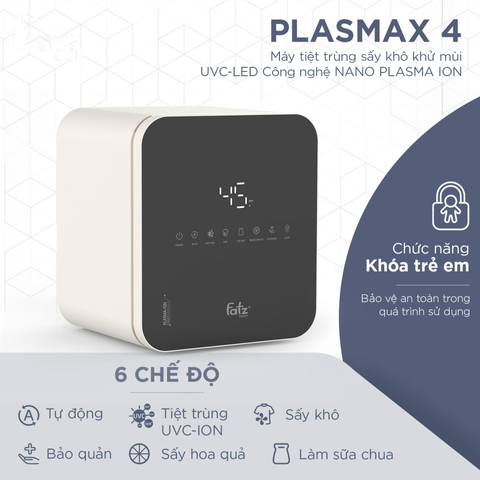 Máy Tiệt Trùng Sấy Khô Khử Mùi Fatzbaby UVC-LED Plasmax 4 FB4750HB - 22L, Công Nghệ Plasma, 7 Chế Độ Tiện Dụng, Hiệu Quả Vượt Trội