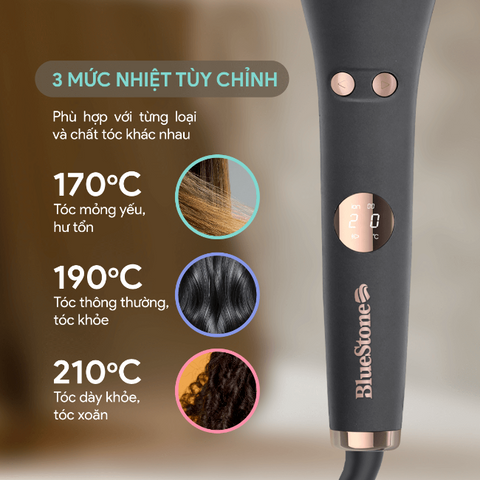 Máy Uốn Tóc Tự Động 360 BlueStone HSB-1738 - Công Nghệ Hẹn Giờ SmartTime, Trục Uốn 32mm Tạo Lọn Xoăn Nhanh Chóng