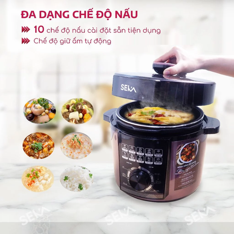 Nồi Áp Suất Điện Đa Năng SEKA SK5858 6L 1000W - Thích Hợp Gia Đình 4-6 Người, Nấu Nhanh Tiết Kiệm Thời Gian