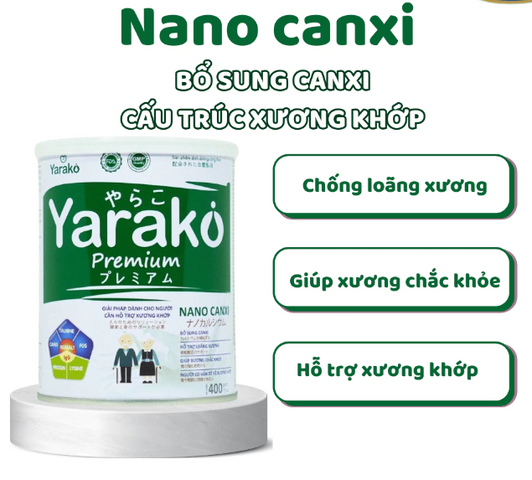 Sữa Canxi Nano Nhật Bản Yarako Premium 400g - Siêu Hấp Thụ, Hỗ Trợ Chắc Khỏe Xương Cho Người Già