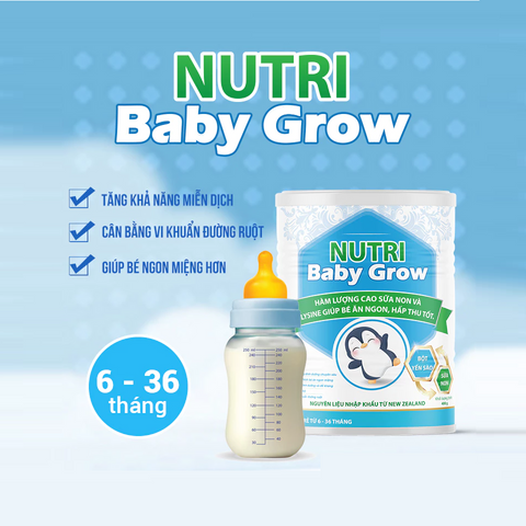 Sữa non Nutri Baby Grow 400g - Dinh dưỡng cho bé 6-36 tháng tuổi, hỗ trợ ăn ngon, hấp thu tốt và phát triển toàn diện