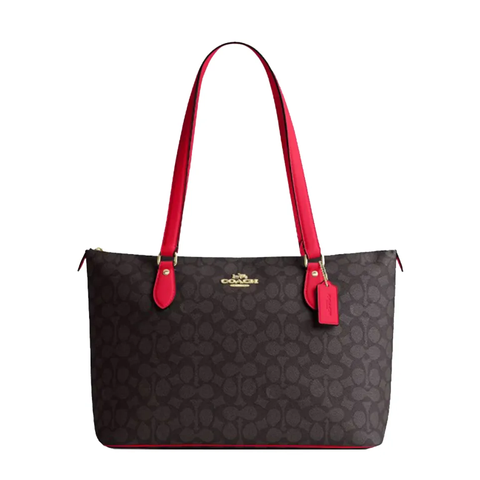 Túi Tote Nữ Coach Gallery In Signature Canvas CW381 - Thiết Kế Sang Trọng Đen Đỏ, Dành Cho Phụ Nữ Thời Trang, Đựng Đồ Tiện Dụng