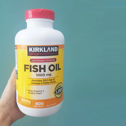 Viên uống dầu cá Kirkland Signature 1000 mg - Bổ sung Omega 3, DHA, EPA cho sức khỏe tim mạch và thị lực, Hộp 400 viên