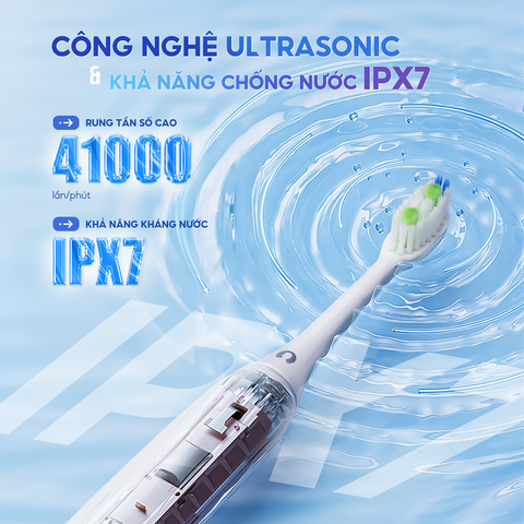 Bàn Chải Điện Chido CDSmile Công Nghệ Sóng Âm - Làm Sạch Răng Miệng Nhanh Chóng, Đầu Chải Thiết Kế Nghiêng 5 Độ, Sạc Nhanh 4 Giờ