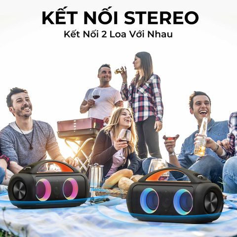 Loa Bluetooth Earfun Uboom Raver 90W - Nghe nhạc mạnh mẽ, kết nối ổn định, cổng mic 6.5mm, chống nước IPX5, âm thanh sống động.