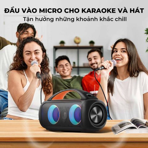 Loa Bluetooth Earfun Uboom Raver 90W - Nghe nhạc mạnh mẽ, kết nối ổn định, cổng mic 6.5mm, chống nước IPX5, âm thanh sống động.