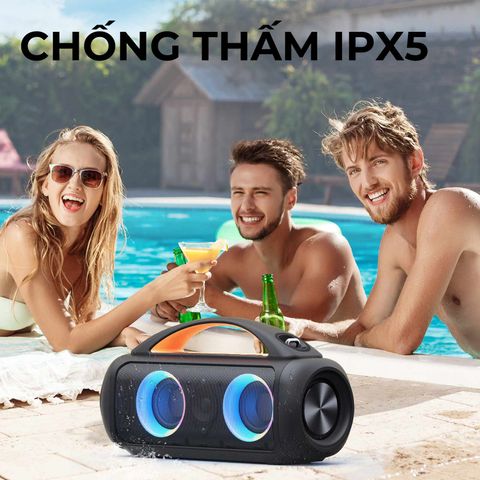 Loa Bluetooth Earfun Uboom Raver 90W - Nghe nhạc mạnh mẽ, kết nối ổn định, cổng mic 6.5mm, chống nước IPX5, âm thanh sống động.