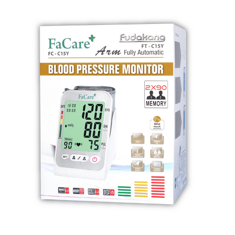 Máy Đo Huyết Áp Bắp Tay FaCare FT-C15Y - Thiết Bị Đo Huyết Áp Tự Động Chính Xác, Màn Hình Lớn, Bộ Nhớ 180 Kết Quả