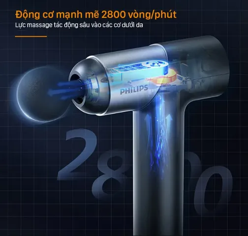 Máy Massage Cầm Tay Philips 7323 - 7 Cấp Độ, 6 Đầu Massage Chuyên Dụng, Công Nghệ Sóng Xung Kích, Giúp Giảm Căng Cơ Hiệu Quả