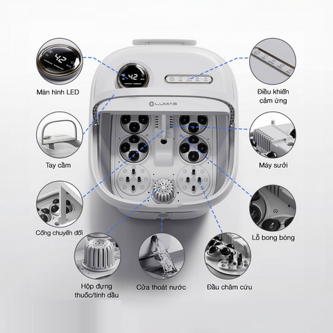 Máy Massage Chân Lumias LMF-01W Gấp Gọn, Công Suất 500W, Điều Khiển Cảm Ứng, Thiết Kế Tiện Lợi, Mát Xa Thư Giãn chuyên nghiệp