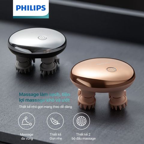 Máy massage da đầu Philips PPM1301 - Thiết bị massage trị liệu với 3 chế độ, cấu trúc độc đáo, dễ mang theo, chống nước IP67.