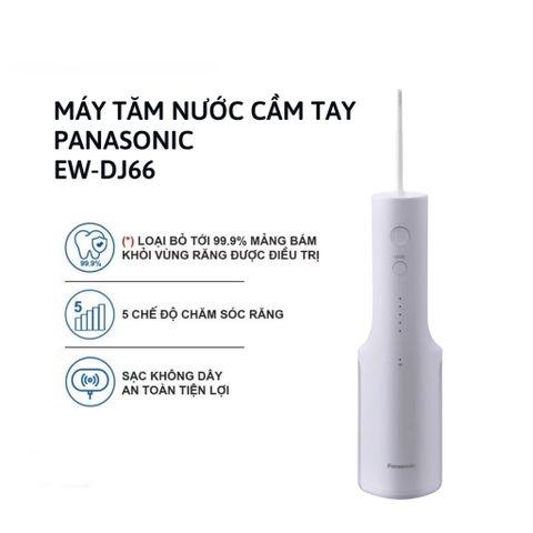 Máy Tăm Nước Cầm Tay Panasonic EW-DJ66 - 5 Chế Độ, Đầu Phun 360 Độ, Loại Bỏ Mảng Bám Hiệu Quả, Thiết Kế Nhỏ Gọn, Dễ Dàng Vệ Sinh