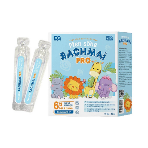 Men sống Bạch Mai Pro - Hỗ trợ bổ sung lợi khuẩn đường ruột, cải thiện tiêu hóa - Hộp 15 ống x 10ml