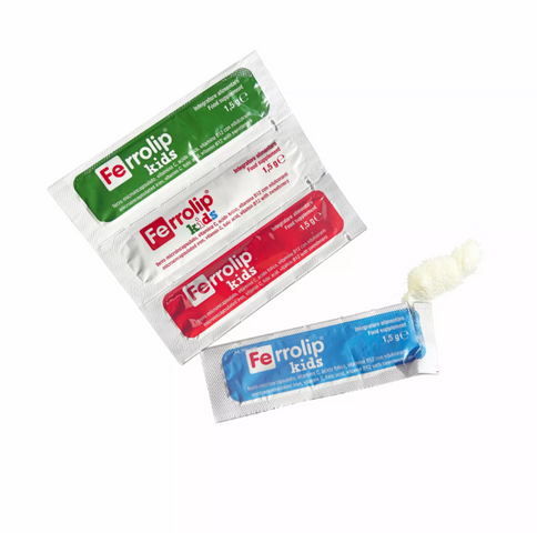 Sắt Hữu Cơ Dạng Bột Ferrolip Kids Vị Dâu - Thực Phẩm Bổ Sung Cho Trẻ Em Với Vitamin C, Axit Folic & Vitamin B12, Bổ Trợ Phát Triển Toàn Diện