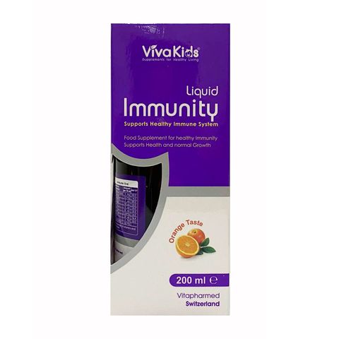 Siro Tăng Đề Kháng Cho Bé VivaKids Immunity 200ml - Giúp Tăng Cường Hệ Miễn Dịch, Chống Virus & Bảo Vệ Sức Khỏe Trẻ Em
