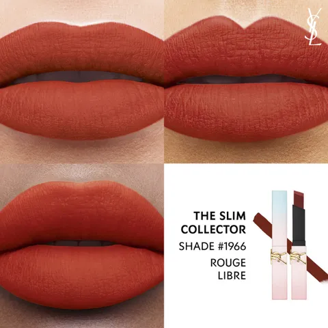 Son thỏi lì YSL The Slim Leather-Matte 1966 Rouge Libre màu đỏ gạch bản giới hạn - Son cao cấp, tôn da và thời thượng