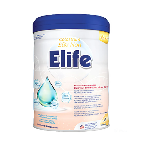 Sữa Non Elife 4 - Hỗ Trợ Xương Khớp, Bổ Sung Canxi, Collagen Type II, Vitamin D3, Giúp Cải Thiện Chức Năng Vận Động 800g
