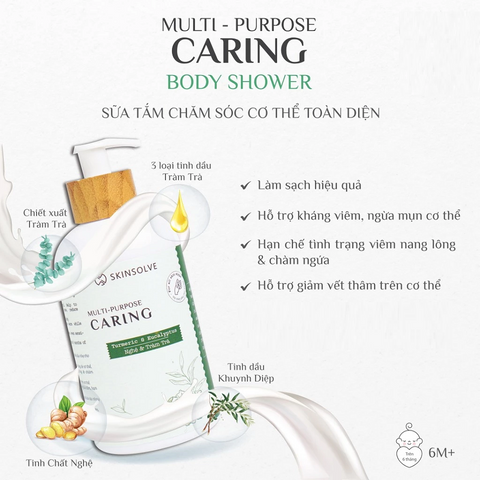 Sữa tắm Skinsolve Multi Purpose - Giúp làm sạch da, giảm ngứa và mụn, phù hợp cho mọi loại da, tinh dầu tự nhiên 300ml