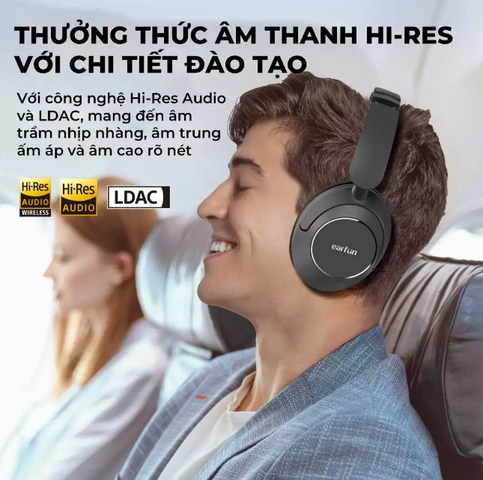 Tai nghe Bluetooth chụp tai Earfun Wave Pro ANC - Âm thanh Hi-res, chống ồn chủ động, pin 80 giờ, kết nối đa thiết bị
