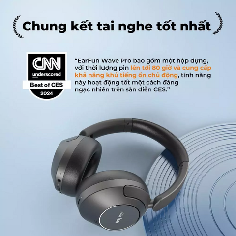 Tai nghe Bluetooth chụp tai Earfun Wave Pro ANC - Âm thanh Hi-res, chống ồn chủ động, pin 80 giờ, kết nối đa thiết bị