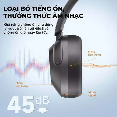 Tai nghe Bluetooth chụp tai Earfun Wave Pro ANC - Âm thanh Hi-res, chống ồn chủ động, pin 80 giờ, kết nối đa thiết bị