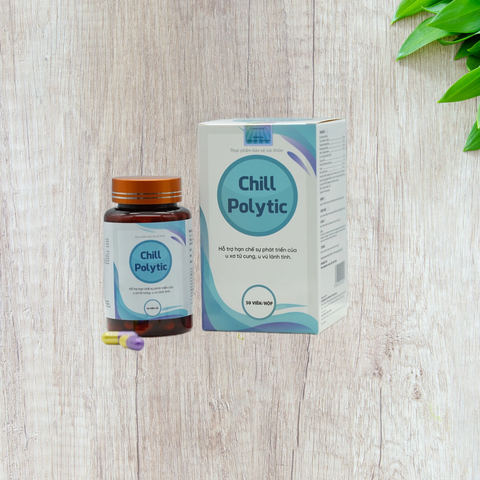 Viên uống Chill Polytic - Hỗ trợ sức khỏe phụ nữ trưởng thành, giảm phát triển u xơ tử cung và u vú lành tính, hộp 50 viên nang