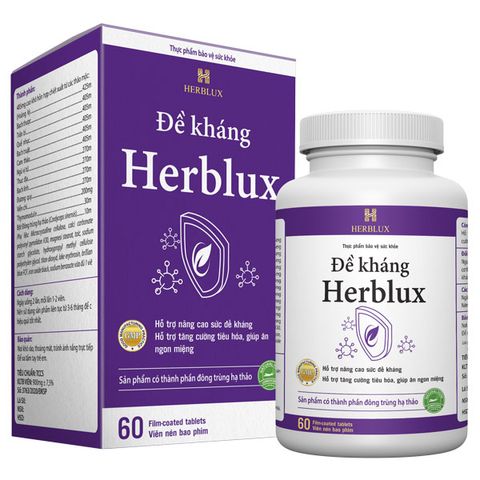Viên uống Đề kháng Herblux - Tăng cường miễn dịch, hỗ trợ tiêu hóa ngon miệng & giấc ngủ cho người suy nhược, 60 viên bổ sung sức khỏe