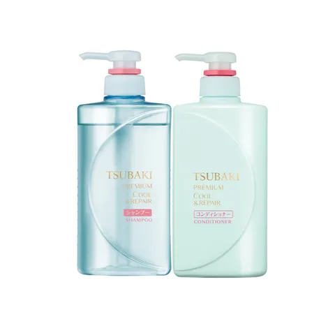 Bộ gội xả Tsubaki Premium Cool & Repair 490ml - Dầu Gội Làm Sạch Tóc Dầu, Giảm Ngứa Da Đầu, Cảm Giác Mát Lạnh