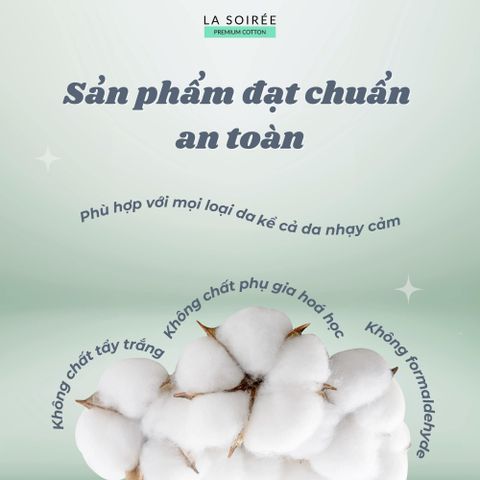 Bông Tẩy Trang La Soirée Premium Cotton 225 Miếng - Siêu Mềm Mịn, Thấm Hút Tốt, Phù Hợp Với Mọi Loại Da