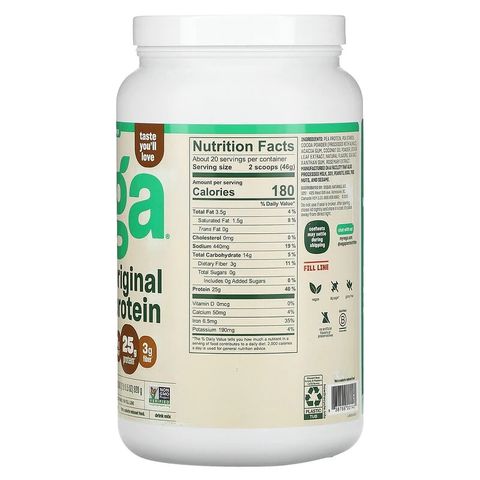 Bột Protein Thực Vật Vega Original - Hữu Cơ, Không Đường, Giàu Đạm, Hỗ Trợ Sức Khỏe, Hộp 920g Vị Chocolate & Vani