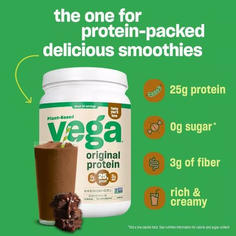 Bột Protein Thực Vật Vega Original - Hữu Cơ, Không Đường, Giàu Đạm, Hỗ Trợ Sức Khỏe, Hộp 920g Vị Chocolate & Vani