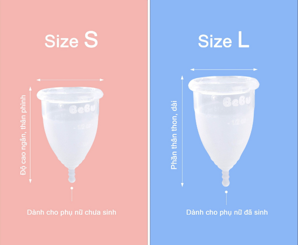 Cốc nguyệt san BeBu silicone y tế siêu mềm - An toàn, tiện lợi cho kỳ kinh nguyệt, phù hợp cho phụ nữ đã sinh và chưa sinh
