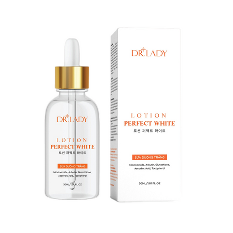 Dr.Lady Lotion Perfect White - Sữa Dưỡng Trắng Da, Cấp Ẩm và Làm Dịu Da với Niacinamide và Vitamin C, 30ml