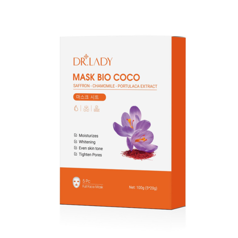 Mặt Nạ Dừa Dr.Lady Bio Coco - Cấp Ẩm Dưỡng Da, Giúp Da Mềm Mịn, Sáng Đều - Hộp 5 Miếng 20g