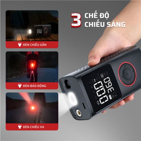 Máy Bơm Lốp Xe Ô Tô & Xe Máy Mini Pin 6000mAh - Cảm Biến Áp Suất, Công Suất 120W, Thiết Kế Gọn Nhẹ, Thao Tác Dễ Dàng