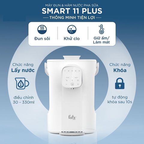 Máy Đun và Hâm Nước Pha Sữa Fatzbaby Smart 11 Plus FB3835HB - 3.6L, Chức Năng Khử Clo, Màn Hình LED, An Toàn cho Trẻ Em