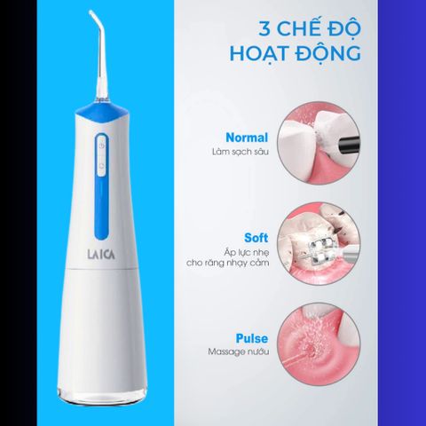 Máy Tăm Nước Laica PC4008 - 3 Chế Độ Vòi Phun Xoay 360, Dễ Sử Dụng, Lý Tưởng Cho Vệ Sinh Răng Miệng Hàng Ngày