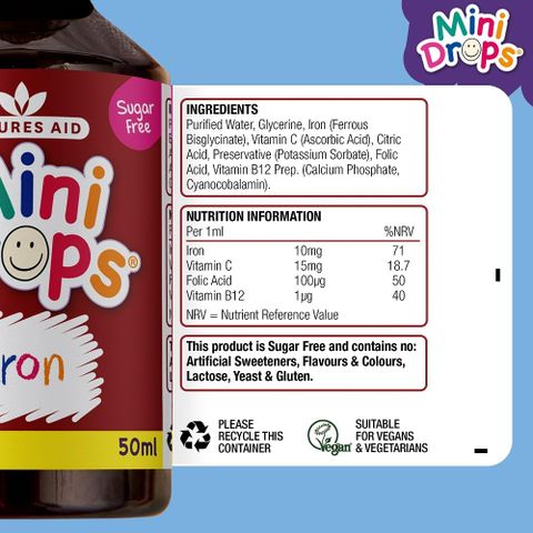 Sắt Natures Aid Mini Drops - Vitamin Sắt Dạng Giọt Cho Bé Từ 3 Tháng Tuổi, Hỗ Trợ Tăng Đề Kháng Và Phát Triển Khỏe Mạnh