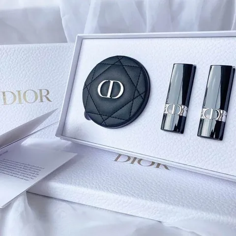 Set 2 Son Môi Mini Kèm Gương Dior Couture Colour 999 Velvet Đỏ Quyến Rũ & 100 Velvet Nude Tinh Tế - Qùa Tặng Sang Trọng Cho Nữ