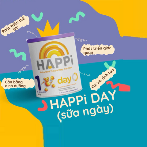 Sữa Bột HAPPi Day 1 Dinh Dưỡng Thời Gian Ngày - Sữa Công Thức Cho Trẻ Sơ Sinh Từ 0-6 Tháng Tuổi, Hỗ Trợ Tiêu Hóa Tốt
