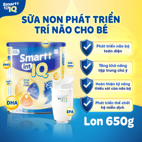 Sữa Non Smart IQ 650g - Hỗ Trợ Phát Triển Trí Não Cho Trẻ Từ 2 Tuổi, Giàu DHA, EPA, Tăng Cường Khả Năng Học Tập và Tư Duy