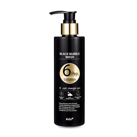 Sữa Tắm Trắng Da Nella Body Black Bubble Wash 6 Pep. Solution - Dưỡng Sạch Sâu, Làm Trắng, Cấp Ẩm Da Mềm Mại 245ml