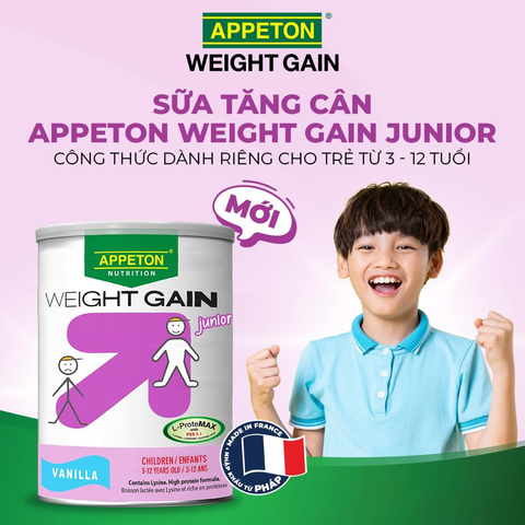 Sữa tăng cân Appeton Weight Gain Junior 450g cho trẻ 3-12 tuổi - Giúp tăng cân, phát triển toàn diện và hỗ trợ tiêu hóa tốt.